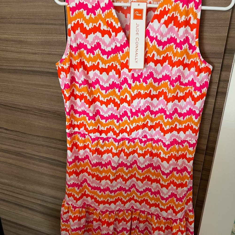 NWT Jude Connally Annabelle Wavy Stripe Dress - Apricot  (Size M)